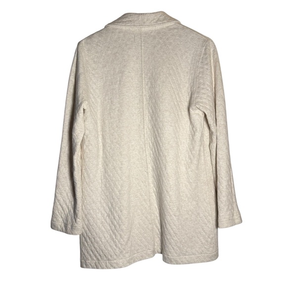 Johnston & Murphy Quilted Cream Shawl-Collar Cardigan Open Front Womens Size XS - Picture 3 of 10